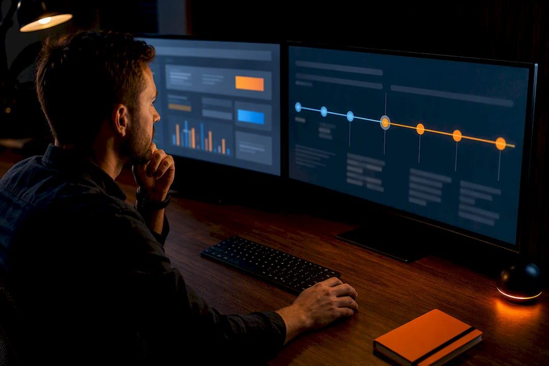Media buyer reviewing delayed conversion data