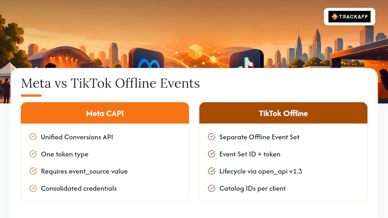 Meta and TikTok offline event workflows compared